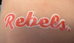 A custom design created when fundraising for the Rebels Cheer Team. We supply Airbrush Tattoos in Lincolnshire and Airbrush Face Painting in Spalding.