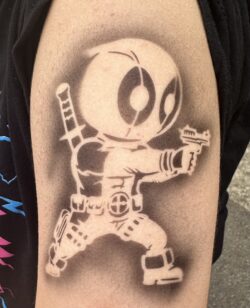 An image of a Deadpool airbrush temporary cartoon design.